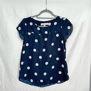 Navy Polka Dot Women's Top
